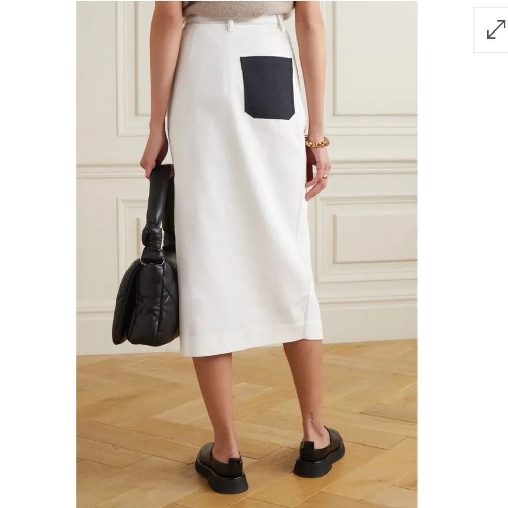 Bouguessa Skirt Ghana Denim Midi in White & Black Detail - Picture 3 of 8